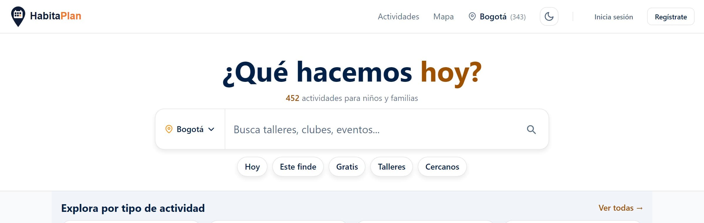 Selector de ciudad en HabitaPlan — Bogotá