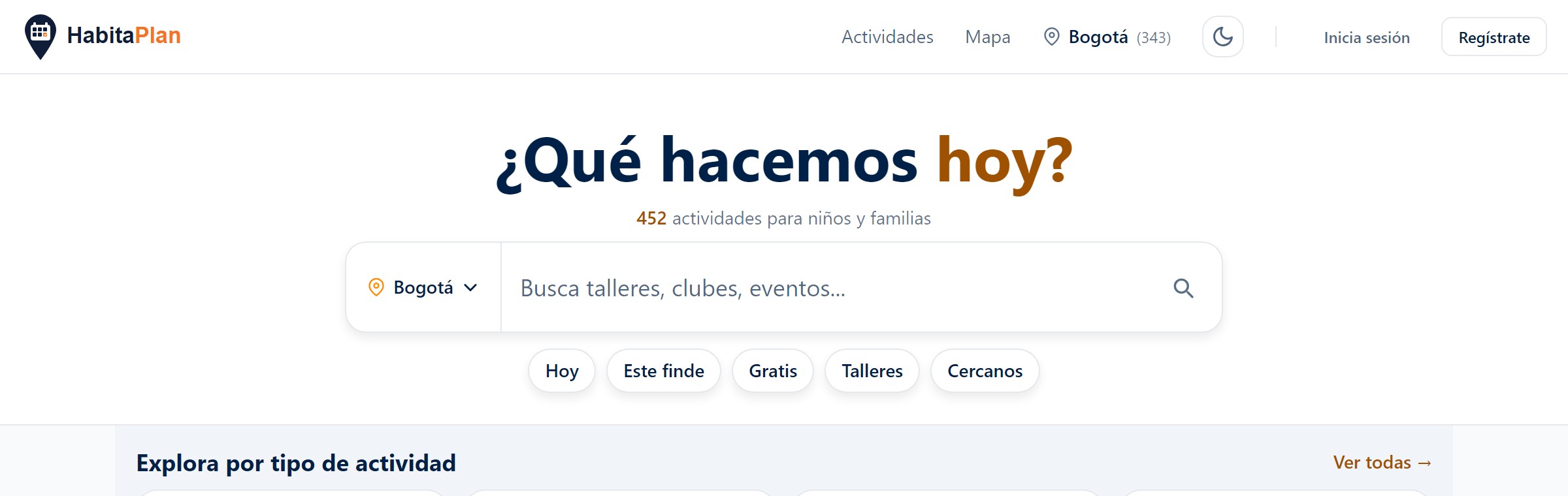 Selector de ciudad en HabitaPlan — Bogotá
